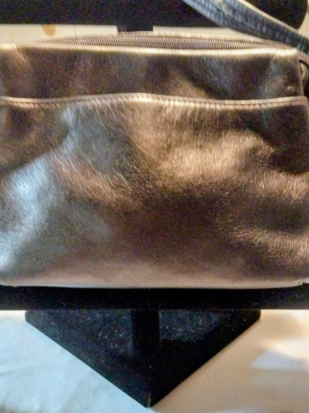 Tignanello Vintage 4 Compartment Black Leather Shoulder Crossbody Bag 105X7X3.5